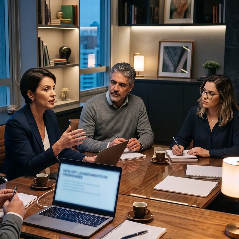 Reunião de kick-off do squad com as áreas da empresa