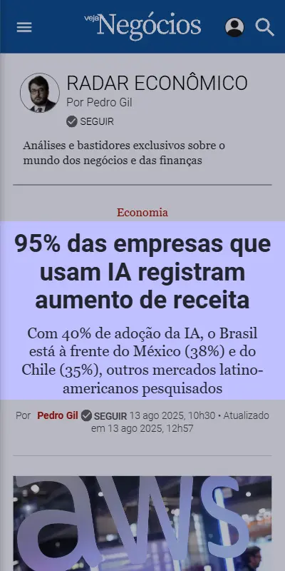 Época Negócios: 95% das empresas que usam IA registram aumento de receita